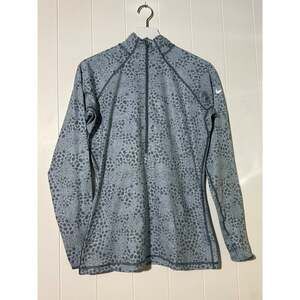 Nike Pro Hyperwarm Pullover Long Sleeve Half-Zip Gray/Blue Print Size Large
